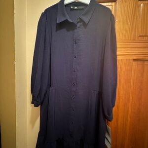 Navy Button-Up Dress